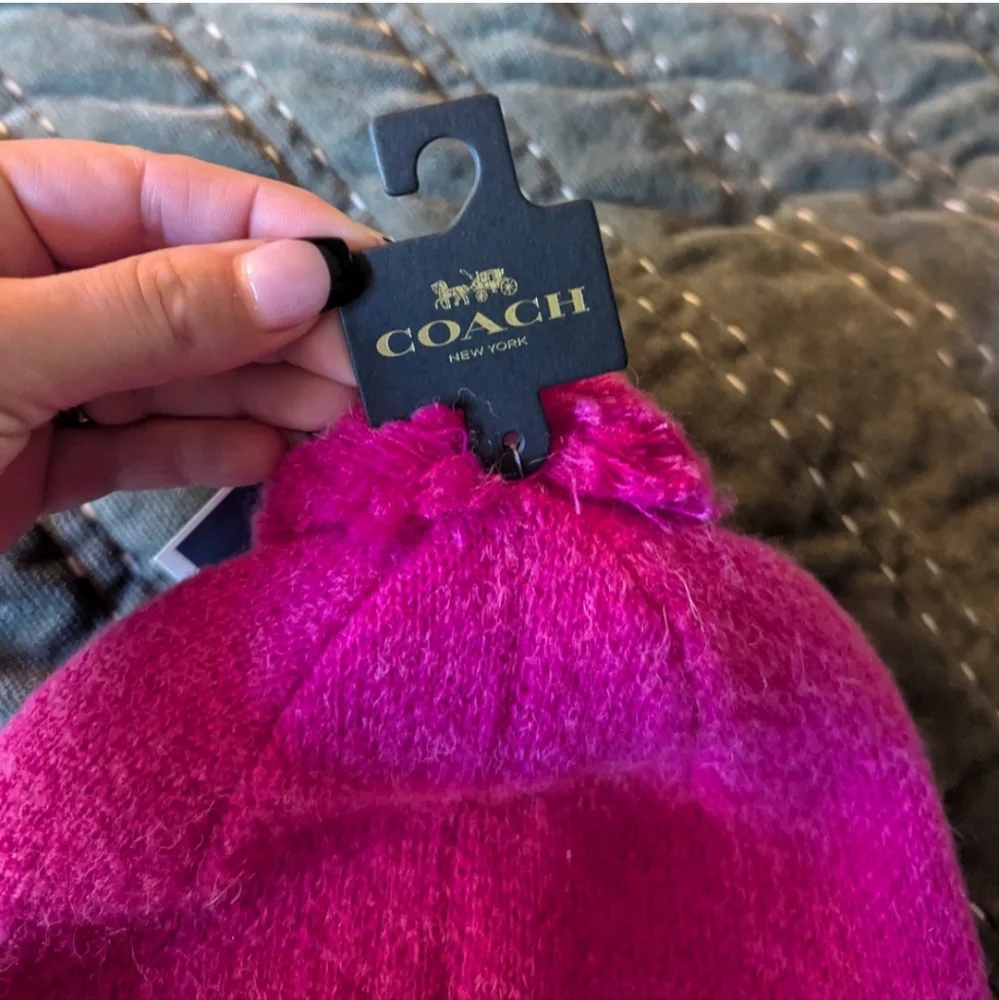 Coach Color Block Pom Beanie - Picture 3 of 3